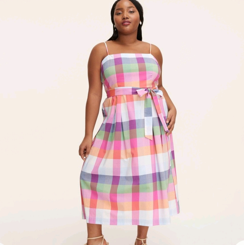 NWT Kate Spade X Target Colorful Plaid Tie-waist Midi Dress